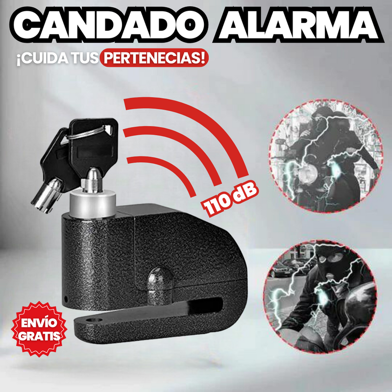 CANDADO DISCO ANTIRROBO PARA MOTO CON ALARMA🔐 + ENVÍO GRATIS